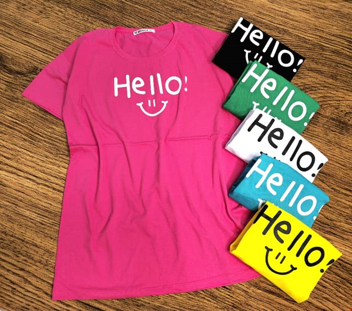 تیشرت زنانه طرح Hello لبخند