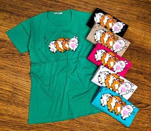 تیشرت زنانه نخ پنبه طرح خرگوش خرس سگ گربه Tonton friends کد 120403029